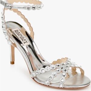 Badgley Mischka Silver and Cream Embellished Heels